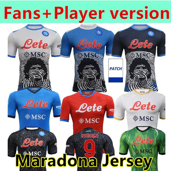 

21 22 napoli soccer jerseys halloween burlon maradona maglietta da calciatore osimhen insigne ssc naples maglia mertens fans+player version, Black;yellow