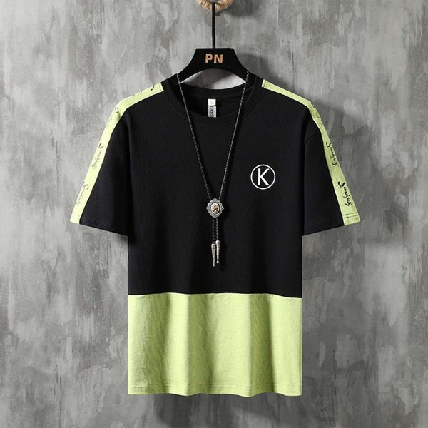 

t-shirt 2020 summer fashion brand short sleeve t-shirt men's fashion men's cotton color matching printed top, White;black