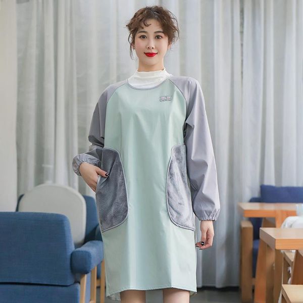 

aprons work gowns woman cleaning apron with microfiber wipes pocket for kitchen garden teacher's robe tj2490
