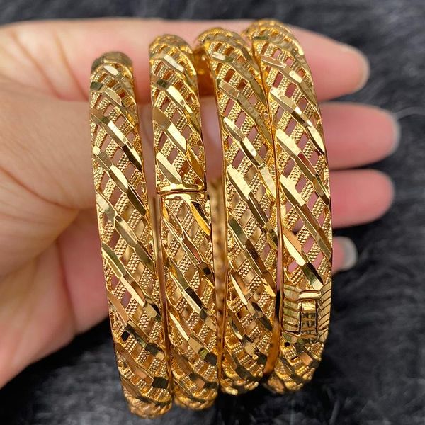 Bangle 24K Gold Color Africa etiope Arabia Saudita Braccialetti Moda Dubai Per le donne Sposa Matrimonio Sudan Bracciale Gioielli Regali