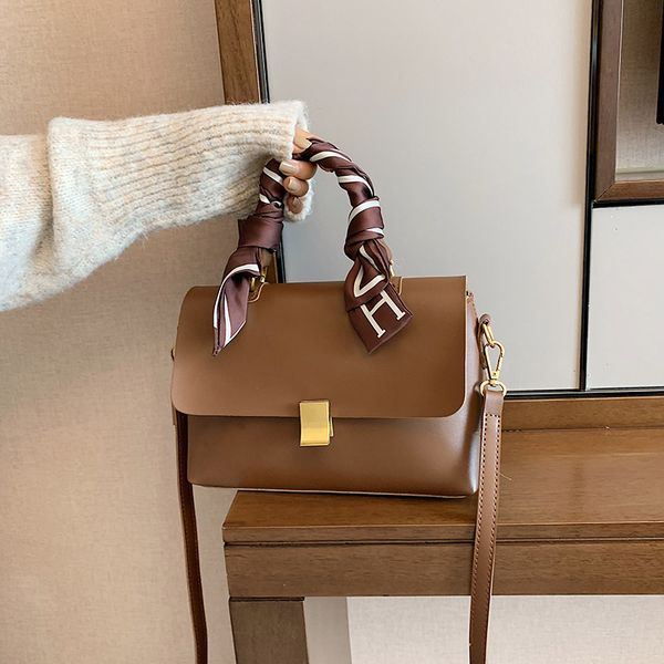 

design bags new style fashion simple silk scarf lock flip bag portable single shoulder oblique cross women's bag fashion