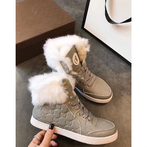 

classics winter snow boots real fur slides leather waterproof warm knee high boot fashion booties with box by shoe10 020, Black