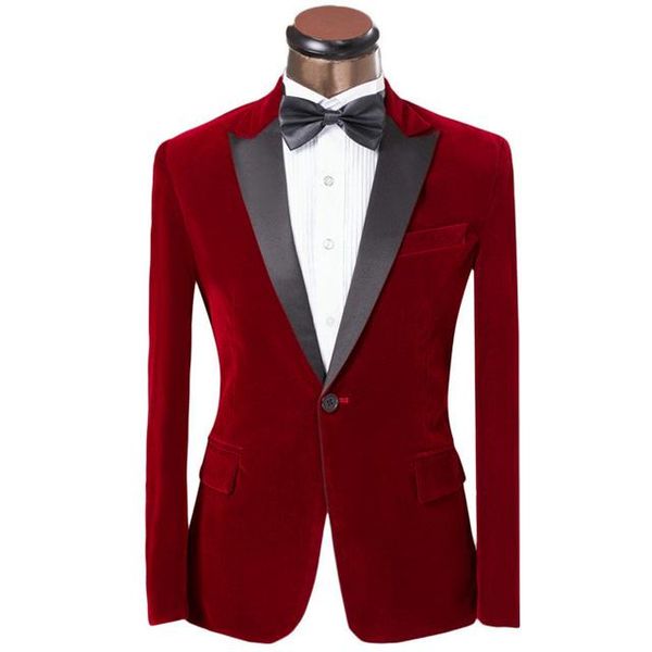 

custom made red velvet men suits for wedding tuxedos masculino 2pieces anzug herren trajes de hombre prom groon mens men's & blazers, White;black