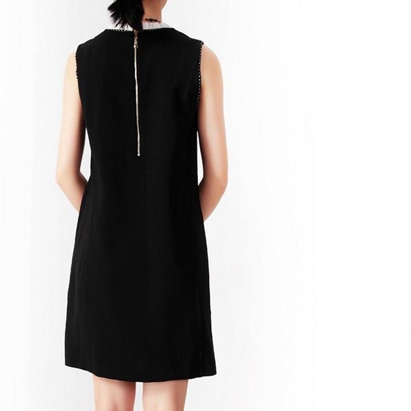 

casual dresses summer spring womens sleeveless vest fashion o-neck bow lace up ruffle patchwork slim ladies a-line, Black;gray