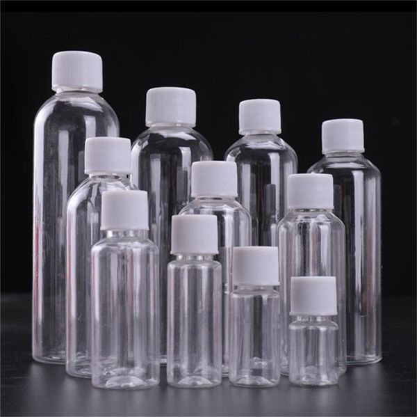 Bouteille en plastique PET transparent 5ml 10ml 20ml 30ml 50ml 60ml 80ml 100ml 120ml 150ml, conteneur de bouteilles rechargeables