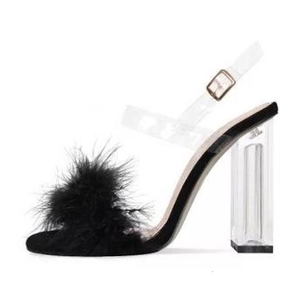 

sandals black pink naked skin open toe transparent for you square heels buckle belts sandals high casual woman comfortable shoes lady nux9