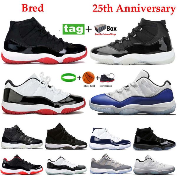 

25th anniversary 11s 11 basketball shoes high low bred legend blue concord 45 cool grey sneakers men women trainers, Black