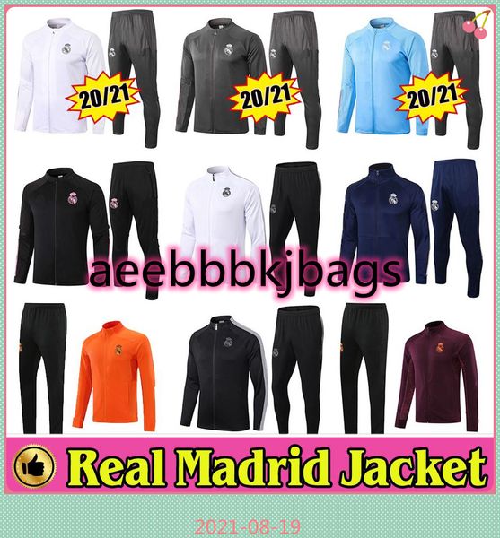 

2022 2021 real madrid full zip jacket soccer tracksuit 20/21 hazard football trcksuit pants kit training suit chandal sweatshirt, Black
