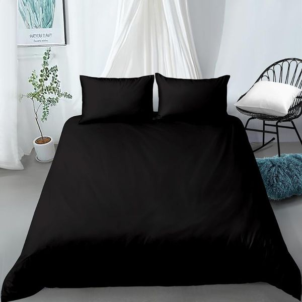 

soft black bedding set with pillowcase duvet cover solid color bedclothes king//double/twin size sets