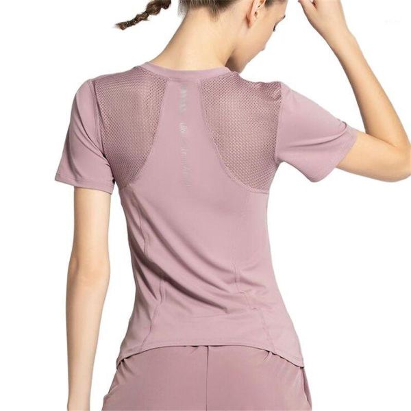 Yoga Outfit Mesh Shirts Frauen Gym Sport Laufen Tops Atmungsaktive Quick-dry Fitness Kurzarm Workout Kleidung Für