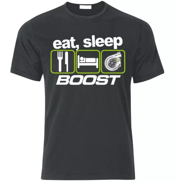 

eat sleep boost t-shirt evo wrx sti vag turbo drift racing fan gift size s-xxl, White;black