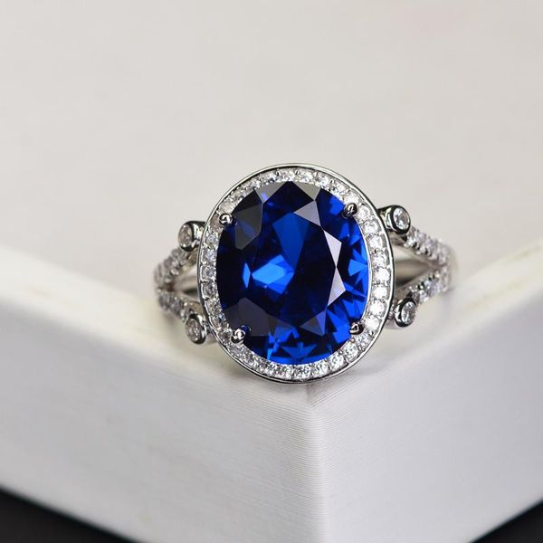 

wedding rings fashion retro s925 silver ring jewelry blue fully-jewelled women birthday gift wholesale, Slivery;golden