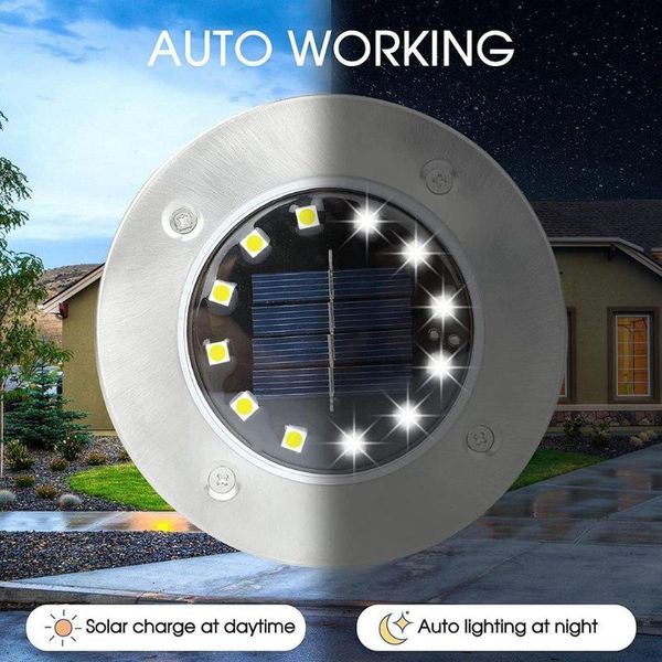 

lawn lamps 8led solar yard led night light buried garden ip65 waterproof outdoor pathway floor under ground spot lamp