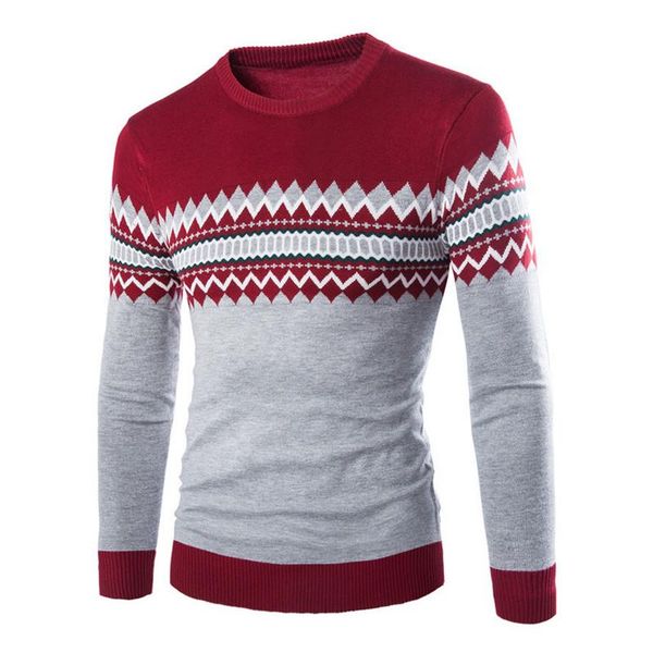 

men's sweaters 2021 knitted sweater patterns striped thick pullover winter casual round neck wool men, White;black