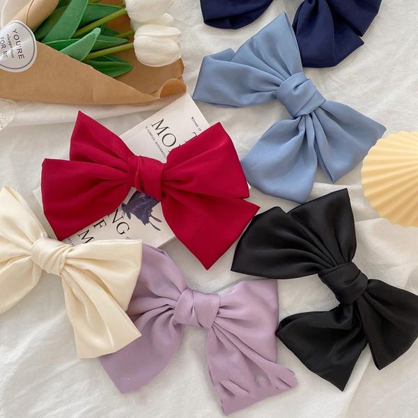 

hair accessories vintage big bow ties cute clips satin two layer butterfly hairpin for women girl bowknot hairpins, Slivery;white