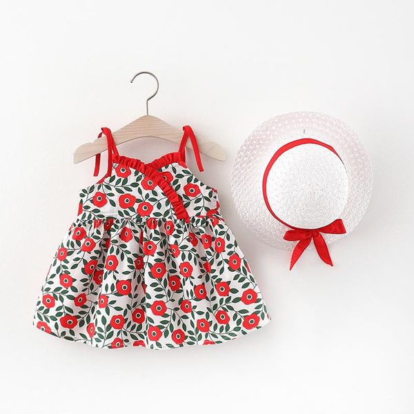 

girl's dresses 2021 girls' dress wholesale with hat, Red;yellow