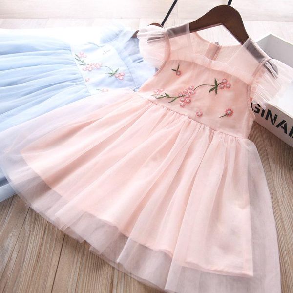 

spring girl flower embroidery dress girl's dresses, Red;yellow