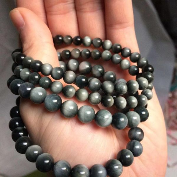 

natural hawk eye/gray tiger eye stone beads bracelet gay cat effect for man woman wholesale beaded, strands, Black