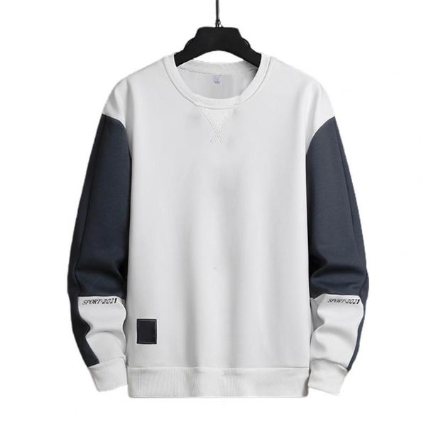 

men's sweaters breathable energetic contrast colors loose men sweatshirt quick dry student long sleeve for daily wear, White;black
