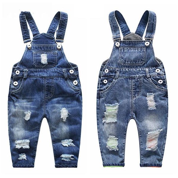 

baby denim overalls, boys' ripped jeans can be opened, Blue