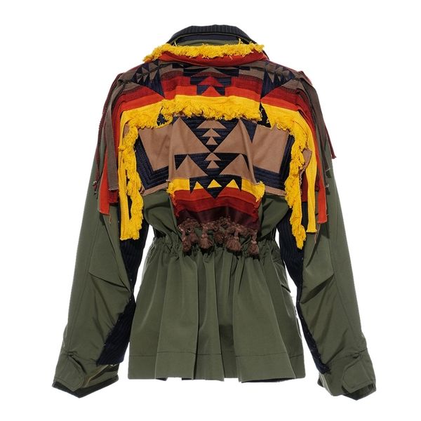 

tassel stitching women jacket wild fashion casual embroidery ladies jacket autumn new europe women clothing 210421, Black;brown