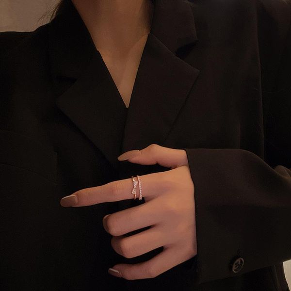 

wedding rings jewelry retro fashion female bow zircon design finger female's party trendy statement ring for girls women's, Slivery;golden