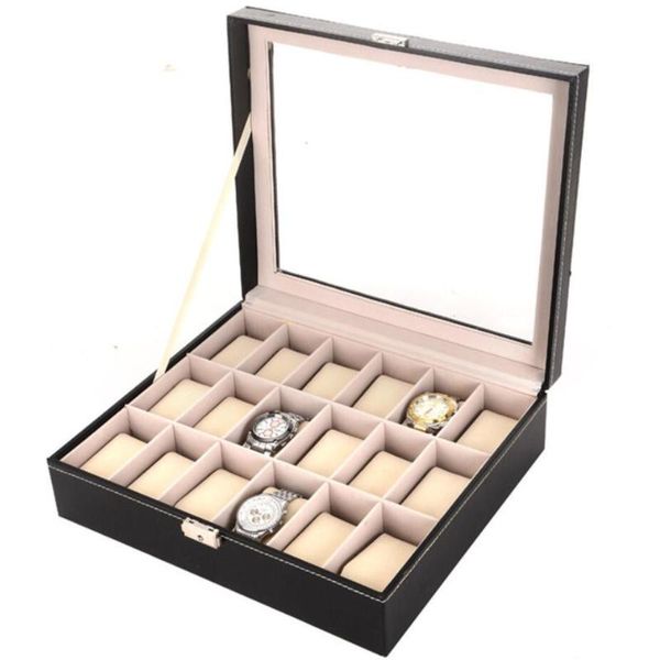 

6 12 20 24 grids pu slots wrist watch display box storage holder organizer case jewelry dispay boxes & bins