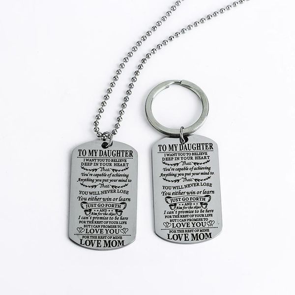 

keychains urimthum inspirational gift to daughter from mom, stainless steel keychain,graduation gifts, quote statement keychain k0066, Silver