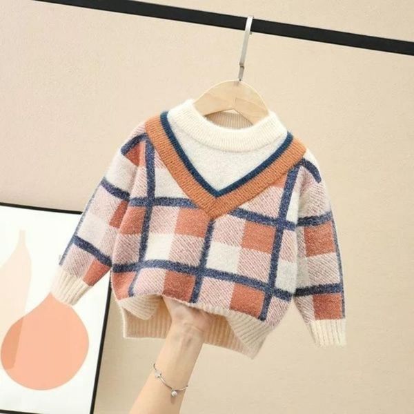 

pullover autumn baby boys winter sweaters coat kids knitting pullovers teenage girls warm clothing 2-12 y, Blue