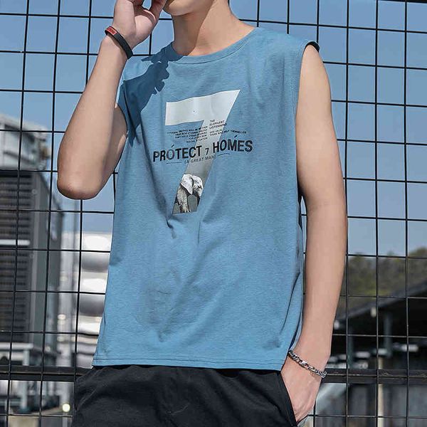 

men's t-shirts summer t-shirt men arrival streetwear loose-fitting sleeveless s cotton comfortable male print dgbd, White;black