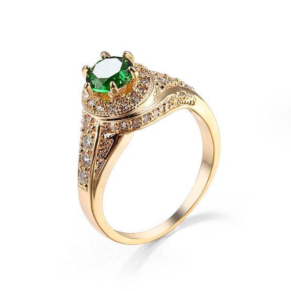 

round cut classic wedding women ring 18k gold filled fashion accessories, Slivery;golden