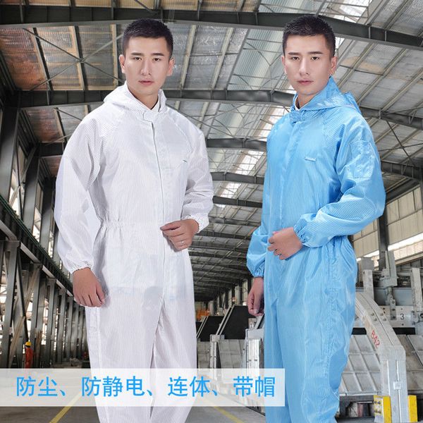 

men's tracksuits dust-clothes with long sleeves anti-static conjoined purification working cap cugx, Gray