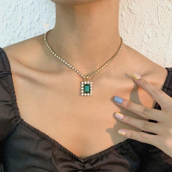 

chokers fashion necklaces for women 2021 geometric crystal choker statement necklace luxury lady party accessoires 4 color jewelry, Golden;silver