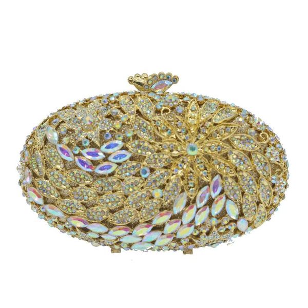 

good quality ladies' luxury diamond-studded golden handbag female full rhinestone evening bags dress women's clutches for party