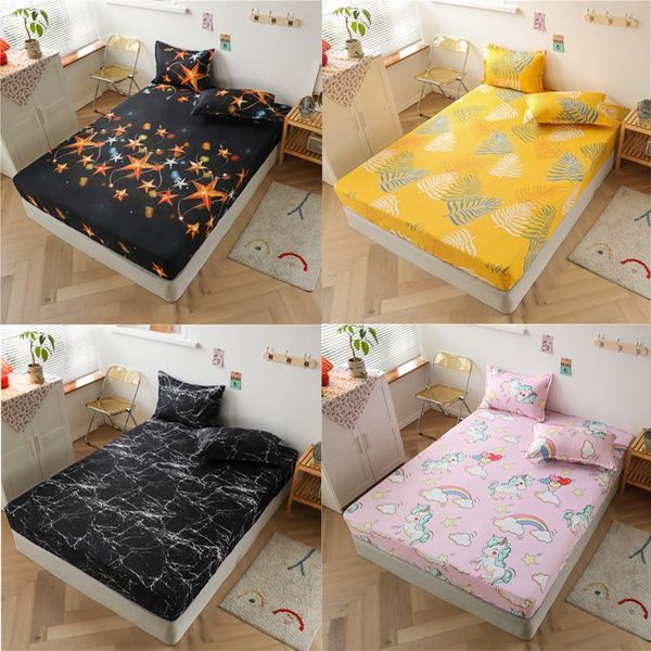 

sheets & sets aloe vera cotton print bed hat single piece cover non-slip stack small fresh simple style sheet