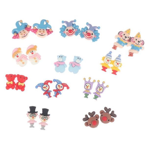 

dangle & chandelier 1pair cartoon cute drop earring circus clown and animal flatback resin candy color kids gifts clowns earrings, Silver