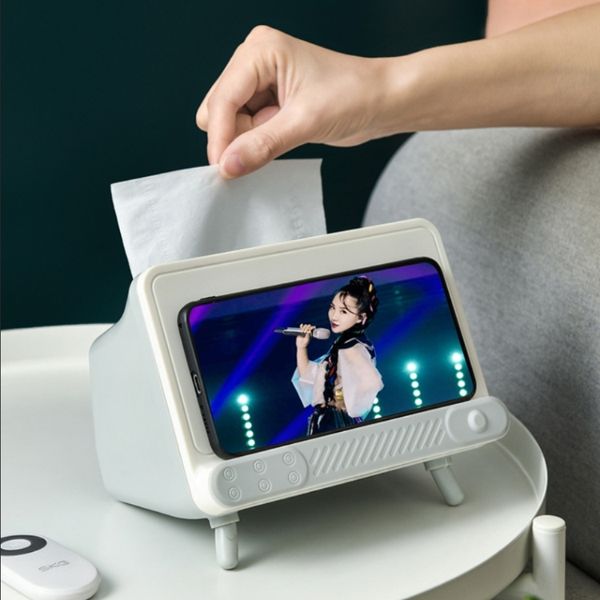 Multifunktionale TV-Taschentuchbox für Tablet-PC und Handyhalter für Badezimmer, Schlafzimmer, Aufbewahrungsbox, Organizer, Unterhaltung 210330