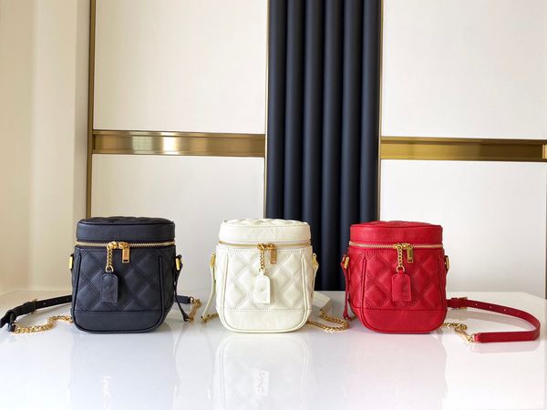 

genuine leather handbag chain bucket bag women luxurys fashion designers bags female vanity case girl lovely handbags come with boxes