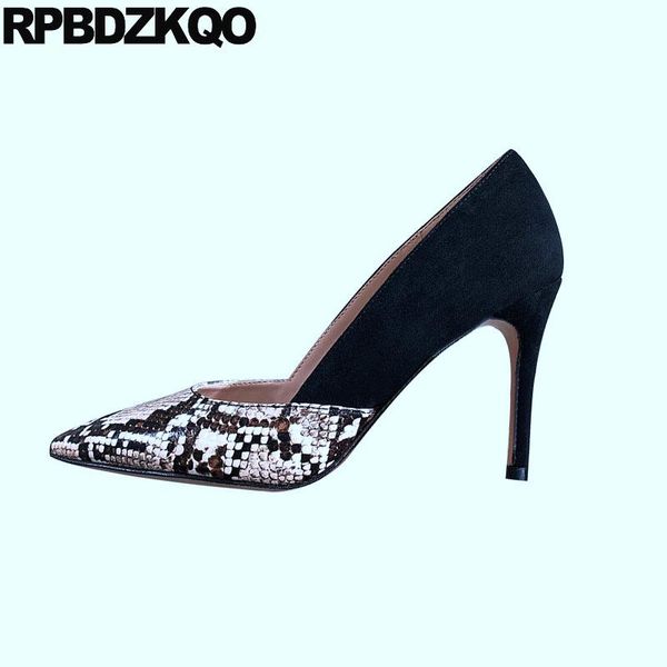 

dress shoes pointed toe pumps stiletto snakeskin black size 4 34 slip on scarpin fashion 2021 luxury women designer suede high heels