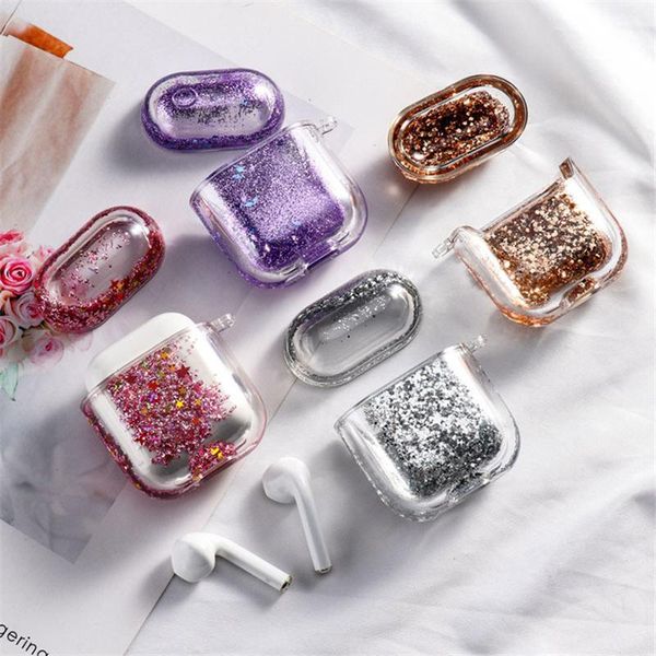 Liquid Quicksand Sparkle Feadphone Capas para Airpods Pro Glitter Lantejoulas Fone de Ouvido Headset Air Votes Iniciar Diamond Capa Airpodding Protector Shell