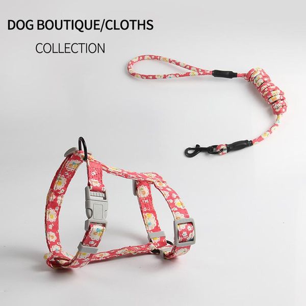 

pet leash cat i-shaped chest harness set adjustable chain to prevent breaking japanese-style small cats and dogs s/m collars & leads