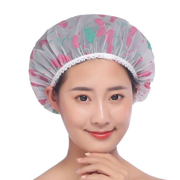 

shower caps 5pcs waterproof wave point bath cap hat elastic reusable