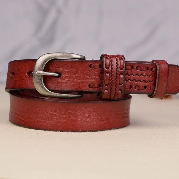 

belts ladies pin buckle cowhide belt leather women retro style casual creative versatile unisex, Black;brown