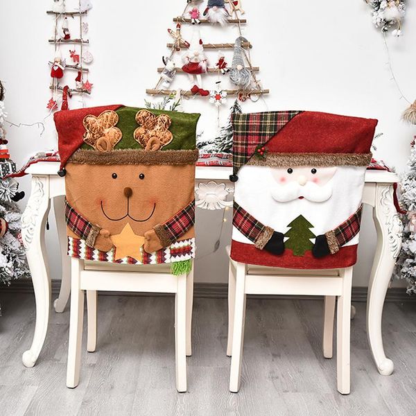 

christmas chair back elastic stretch cover santa claus holiday party decor dining kitchen covers decoration