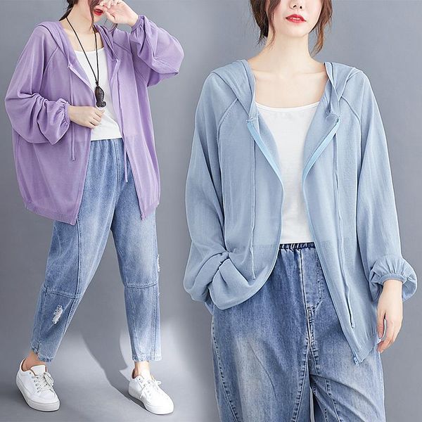 

stylish long sleeved sunscreen outerwear womens summer jacket loose thin coat chic hoodie white women coats chaqueta women's jackets, Black;brown