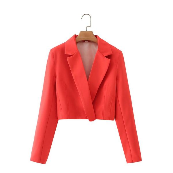 

women's suits & blazers hidden button red cropped blazer, retro long-sleeved short jacket, stylish and elegant office street women, White;black