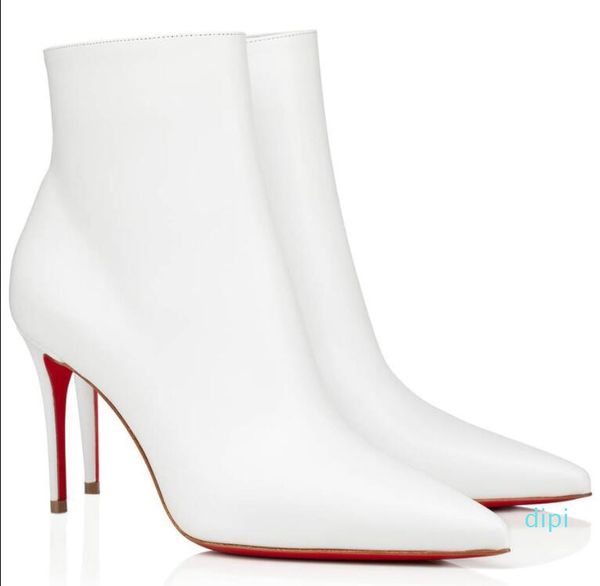 

luxury gift -- winter elegant lady so kate ankle boots women red bottom booties pointed toe high heels party wedding dress eu35-43, Black