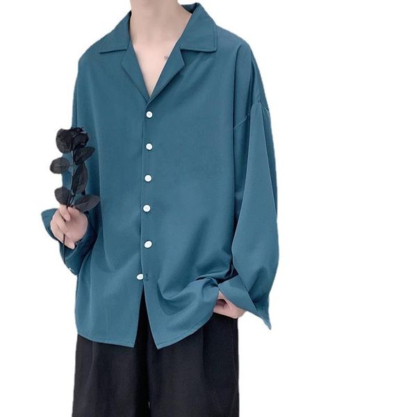 

men's casual shirts suit collar lining loose coats long sleeve slim fit shirt french cuff men fashion 6 color, White;black