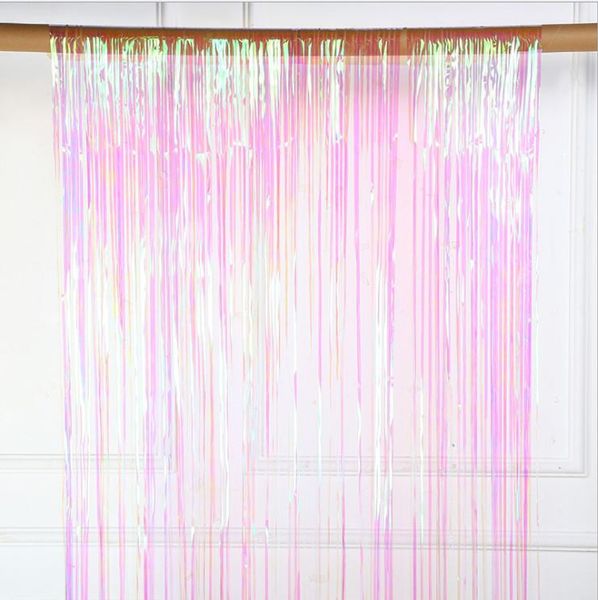 

party decoration 1x2m rainbow gradient color foil fringe shiny rain curtains birthday wedding pography background supplies