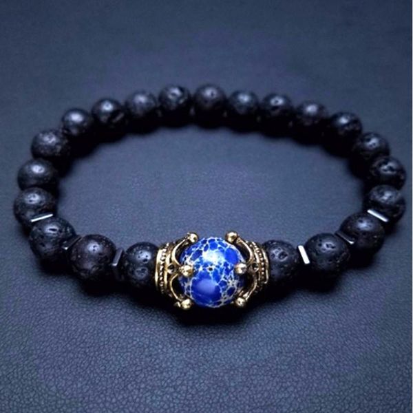 

beaded, strands temperament alloy crown tiger eye stone beads bracelet jewelry accessories, Black